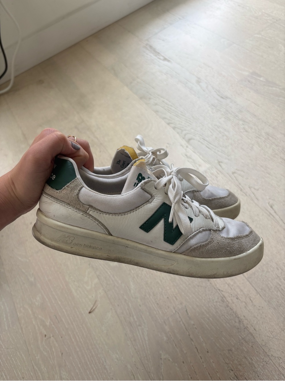 New Balance White and Green Sneakers